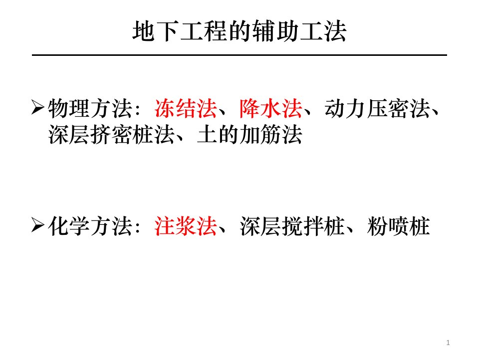 地下工程概论--地下工程施工之辅助工法课件