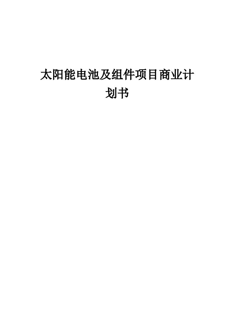 太阳能电池及组件项目商业计划书