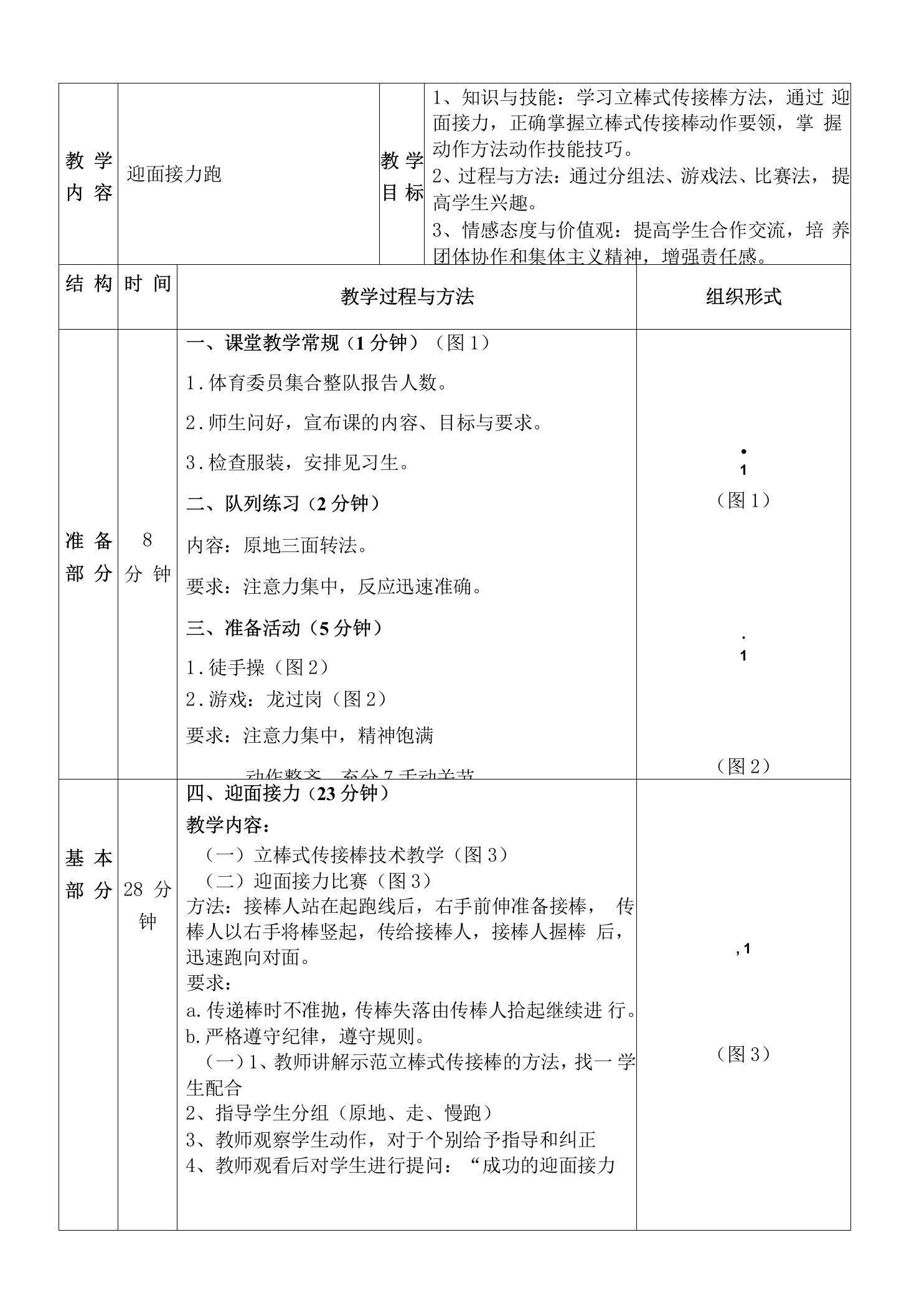 体育与健康《迎面接力跑》教案