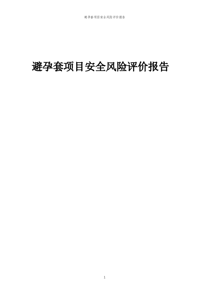 2023年避孕套项目安全风险评价报告