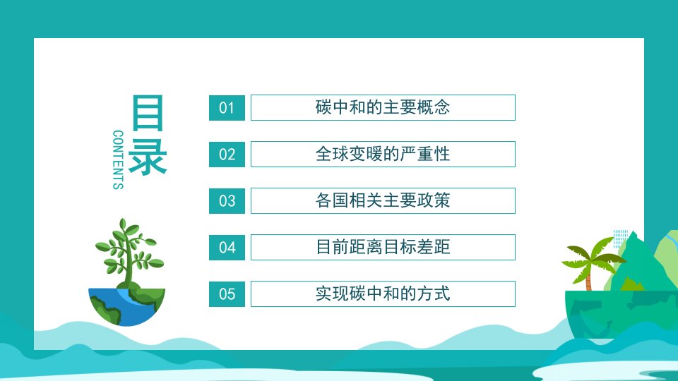 碳中和概念全球变暖严重性及相关政策PPT模板