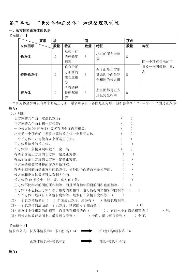 人教版五年级下册数学第三单元知识点易错点汇总(配练习完整版)[1]1