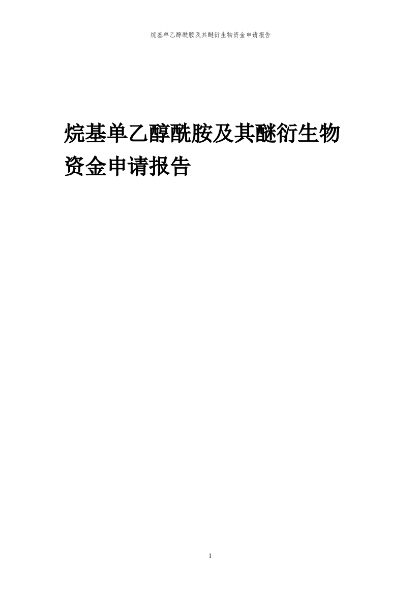 2023年烷基单乙醇酰胺及其醚衍生物项目资金申请报告