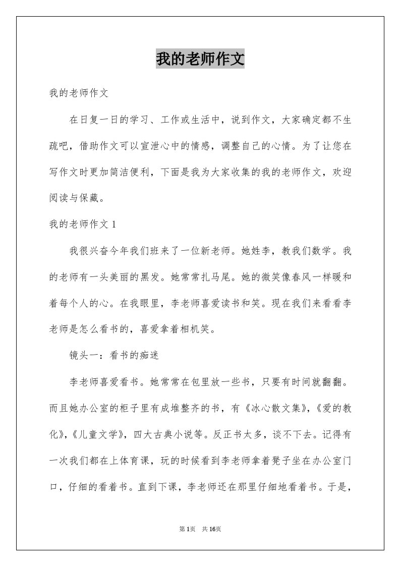 我的老师作文例文8