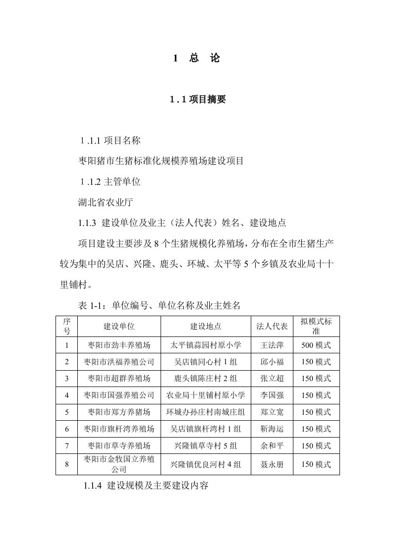 枣阳猪市生猪标准化规模养殖场建设项目可行性研究报告