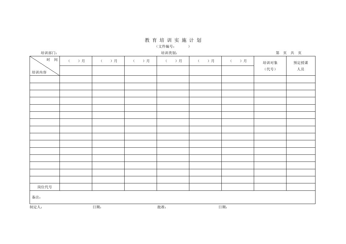 教育培训实施计划