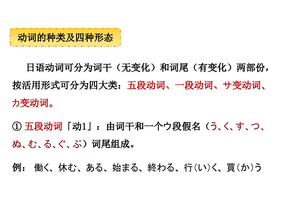 动词的种类及四种形态