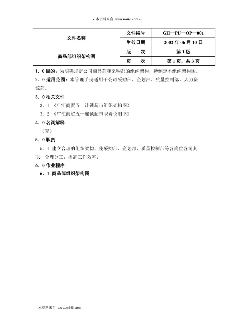 《广汇商贸五一连锁超市采购管理手册》(52页)-生产制度表格