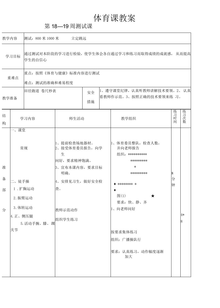 初中体育与健康人教八年级