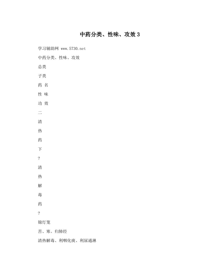 中药分类、性味、攻效3