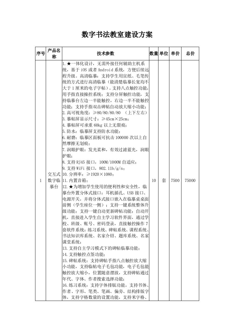 数字书法教室建设方案