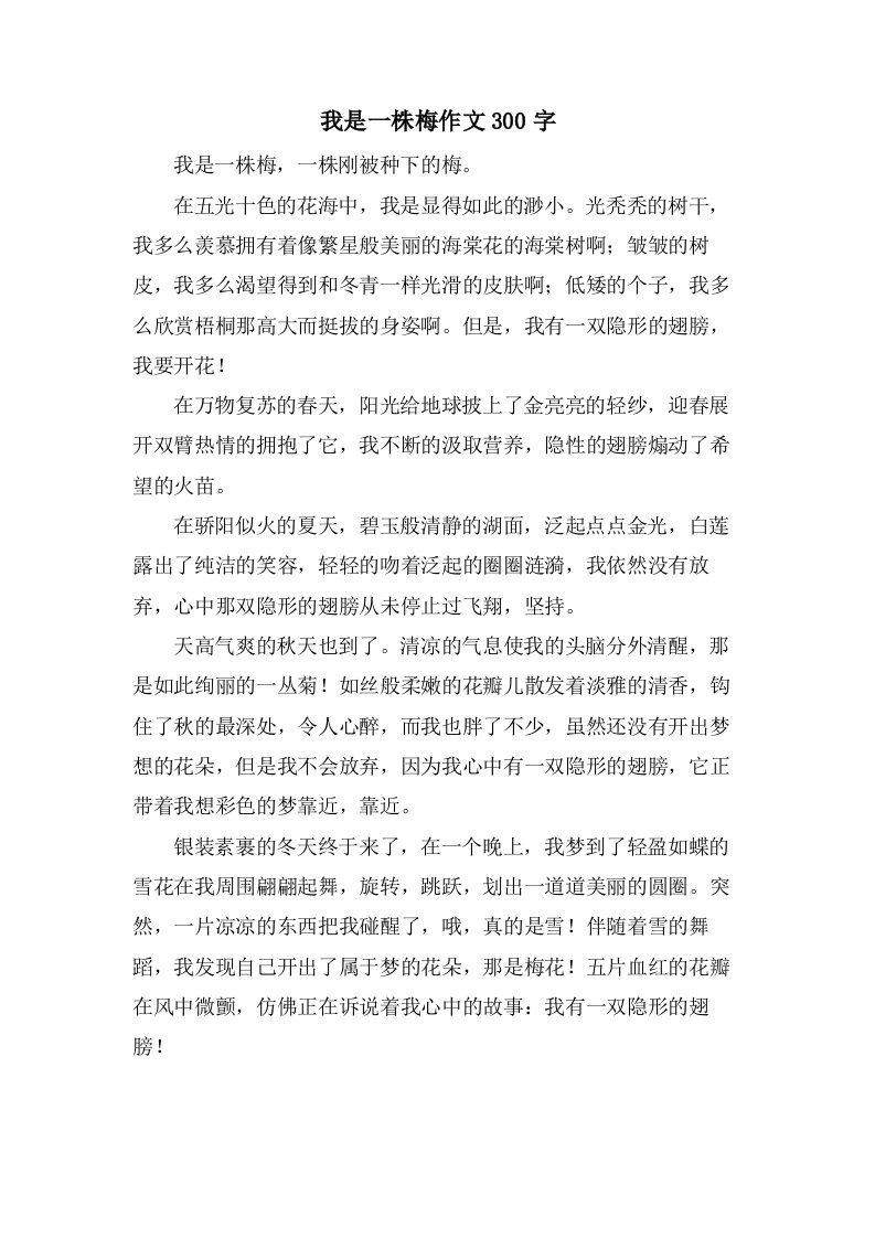 我是一株梅作文300字