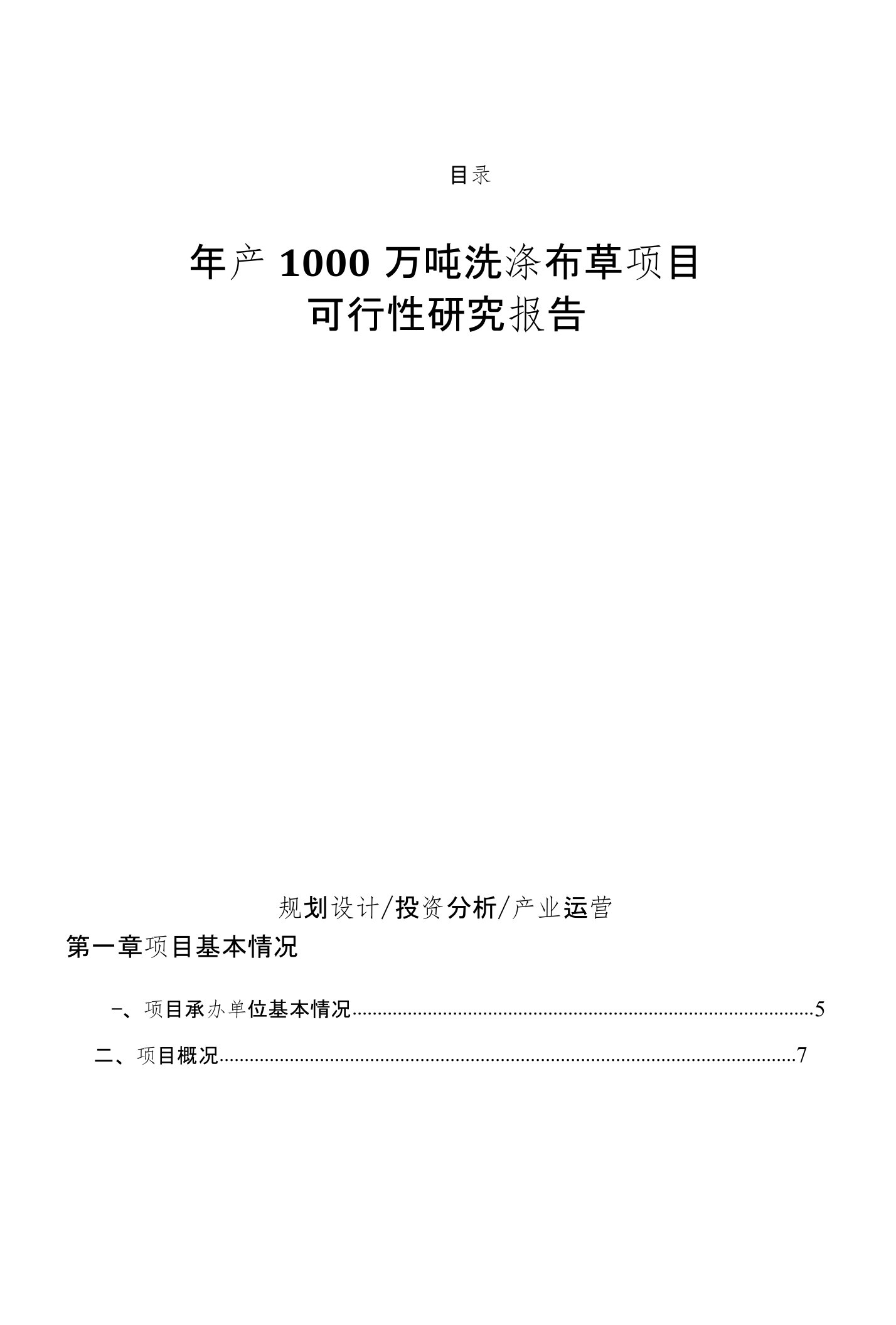 年产1000万吨洗涤布草项目可行性研究报告