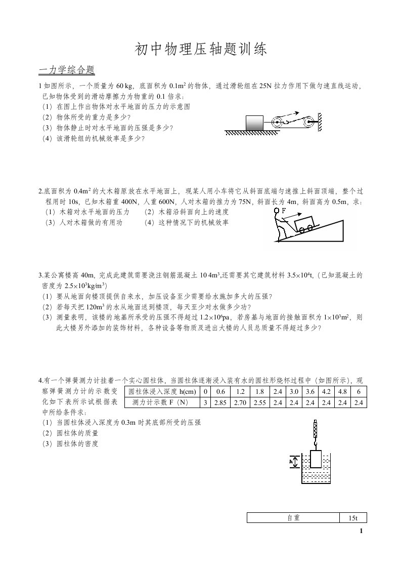 初中物理中考压轴题专项练习