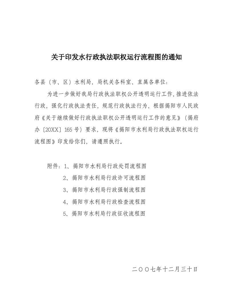 表格模板-关于印发水行政执法职权运行流程图的通知