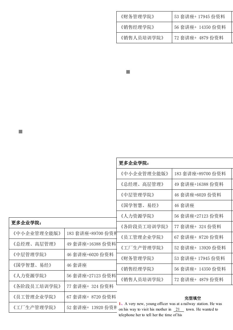 大学英语B网考完型填空试题汇总