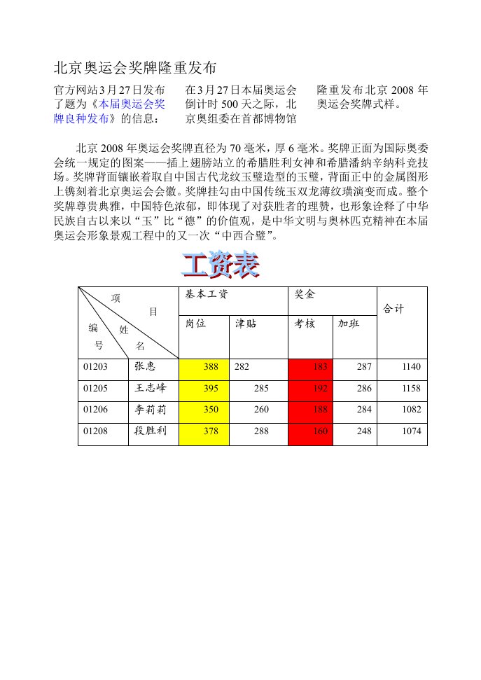 北京奥运会奖牌隆重发布