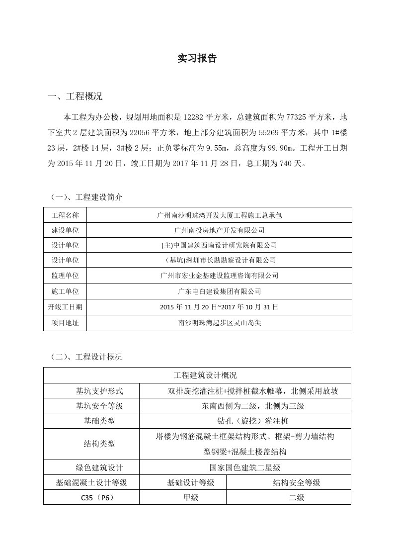 工程建筑工程技术资料员实习报告