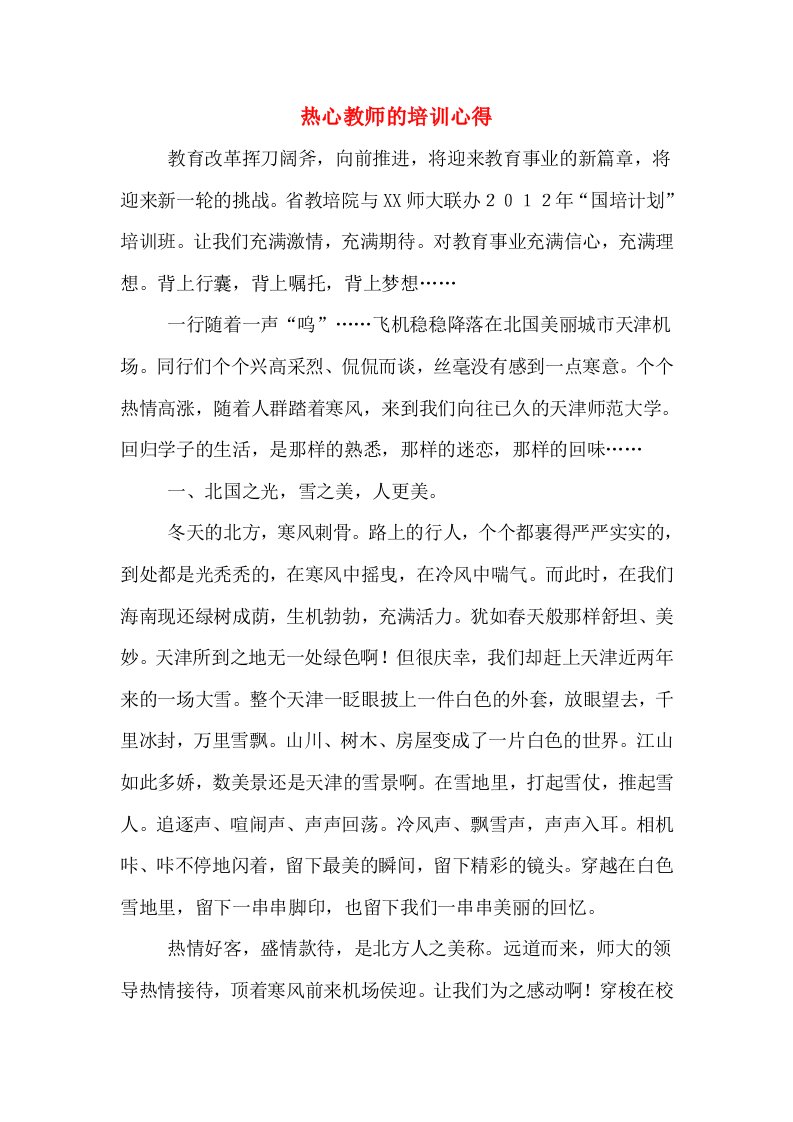 热心教师的培训心得