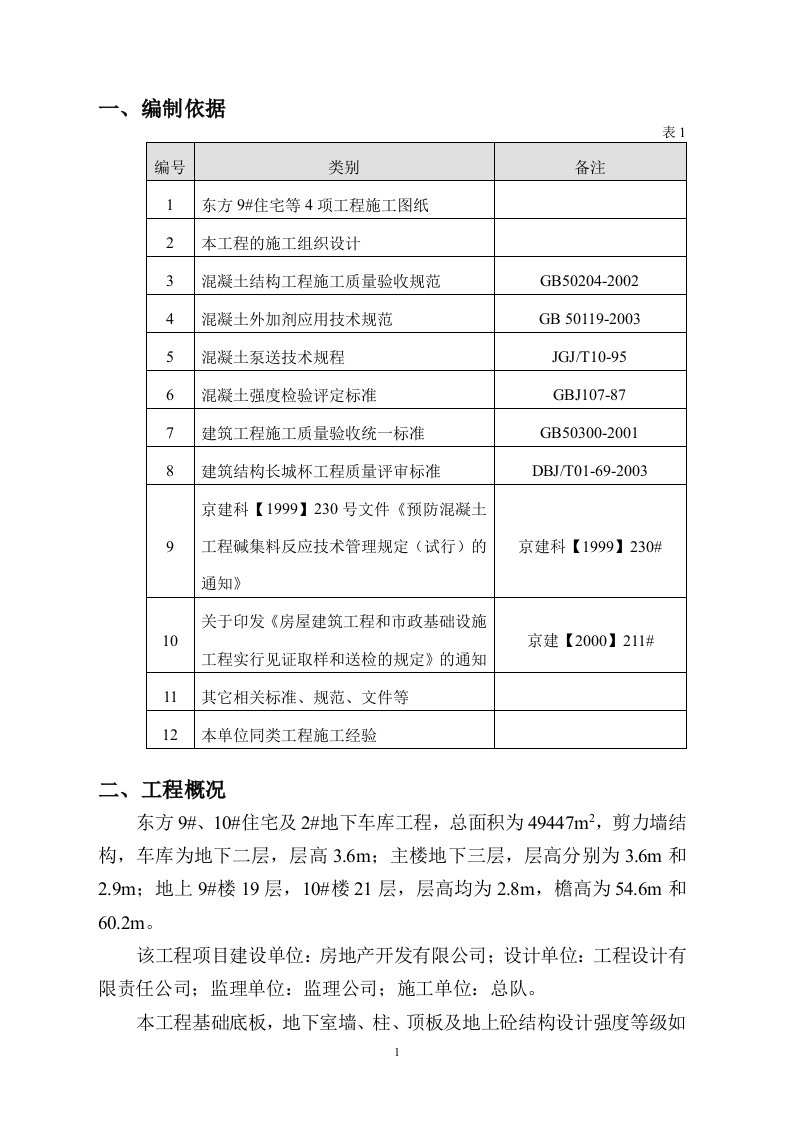 建筑工程混凝土施工方案