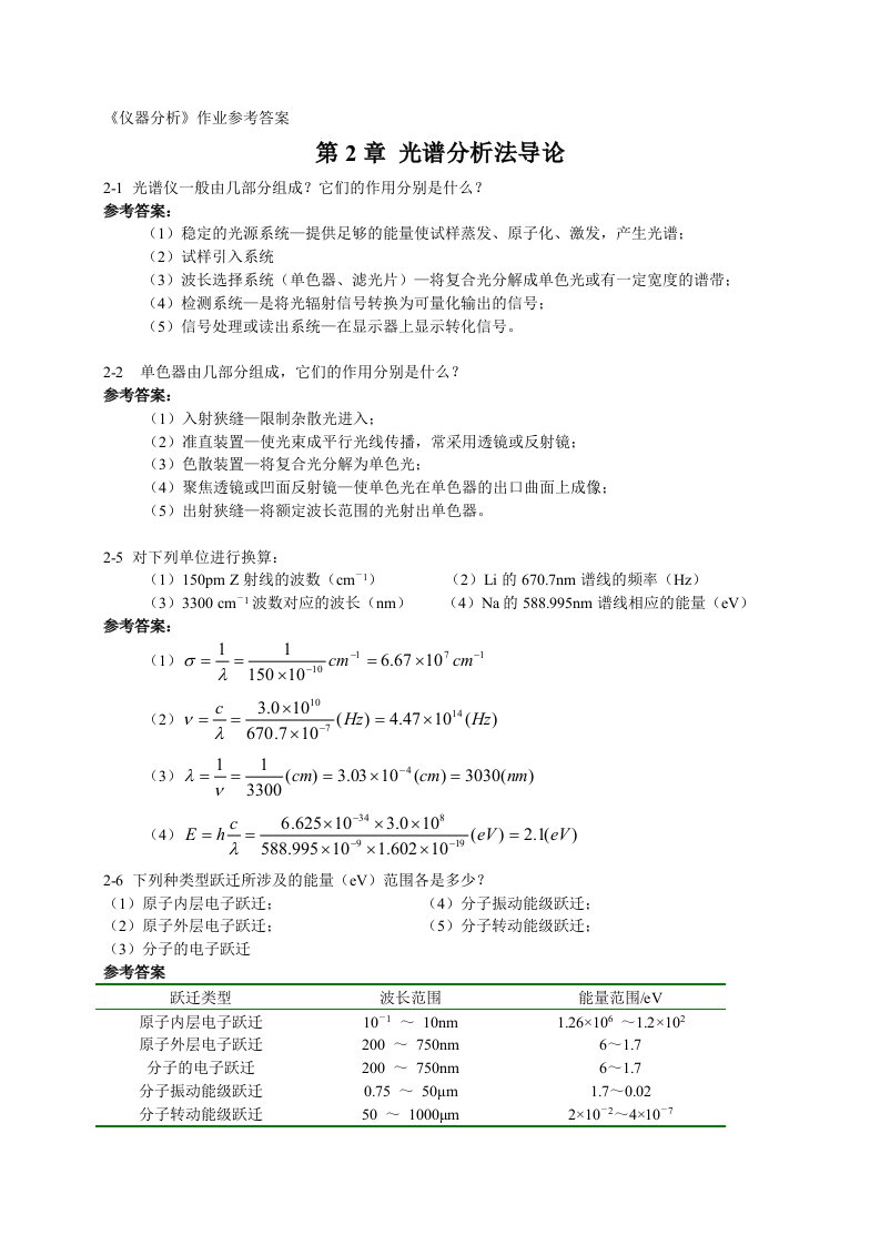 分析化学下册武汉大学等编(第五版)作业参考答案