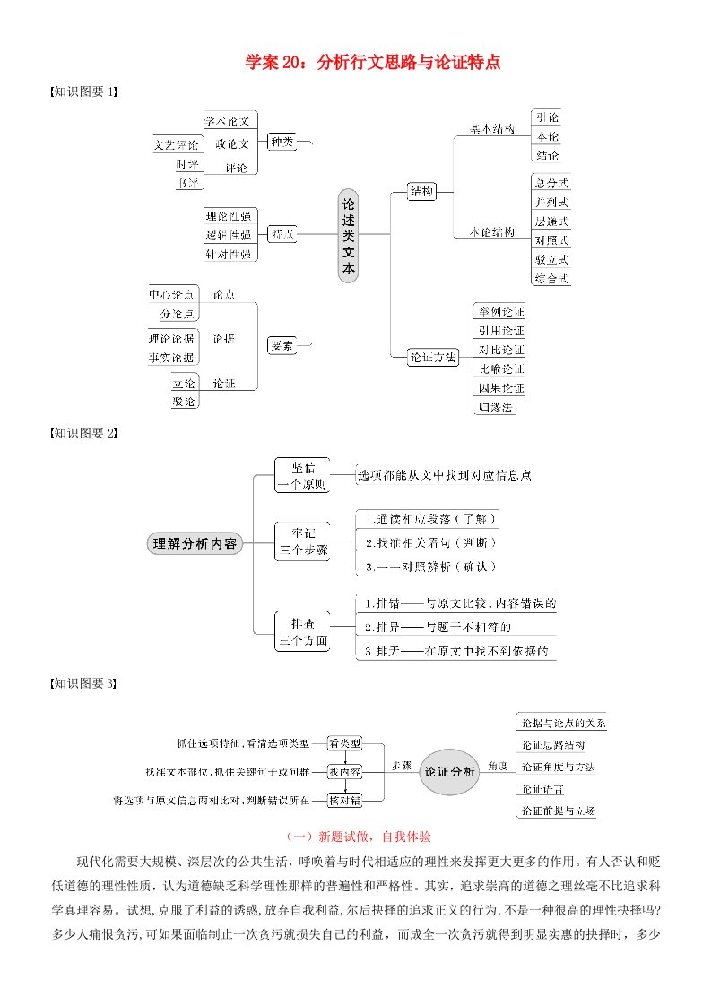 2024年高考语文文本阅读总复习学案20分析行文思路与论证特点