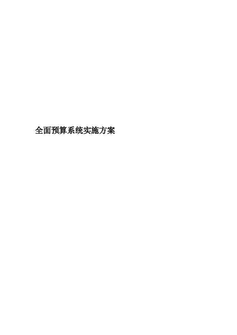 全面预算系统实施方案