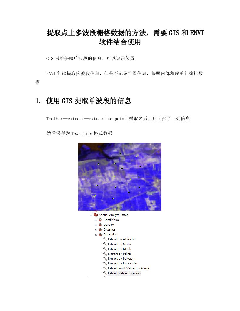 GIS和ENVI软件结合提取点上多波段栅格数据