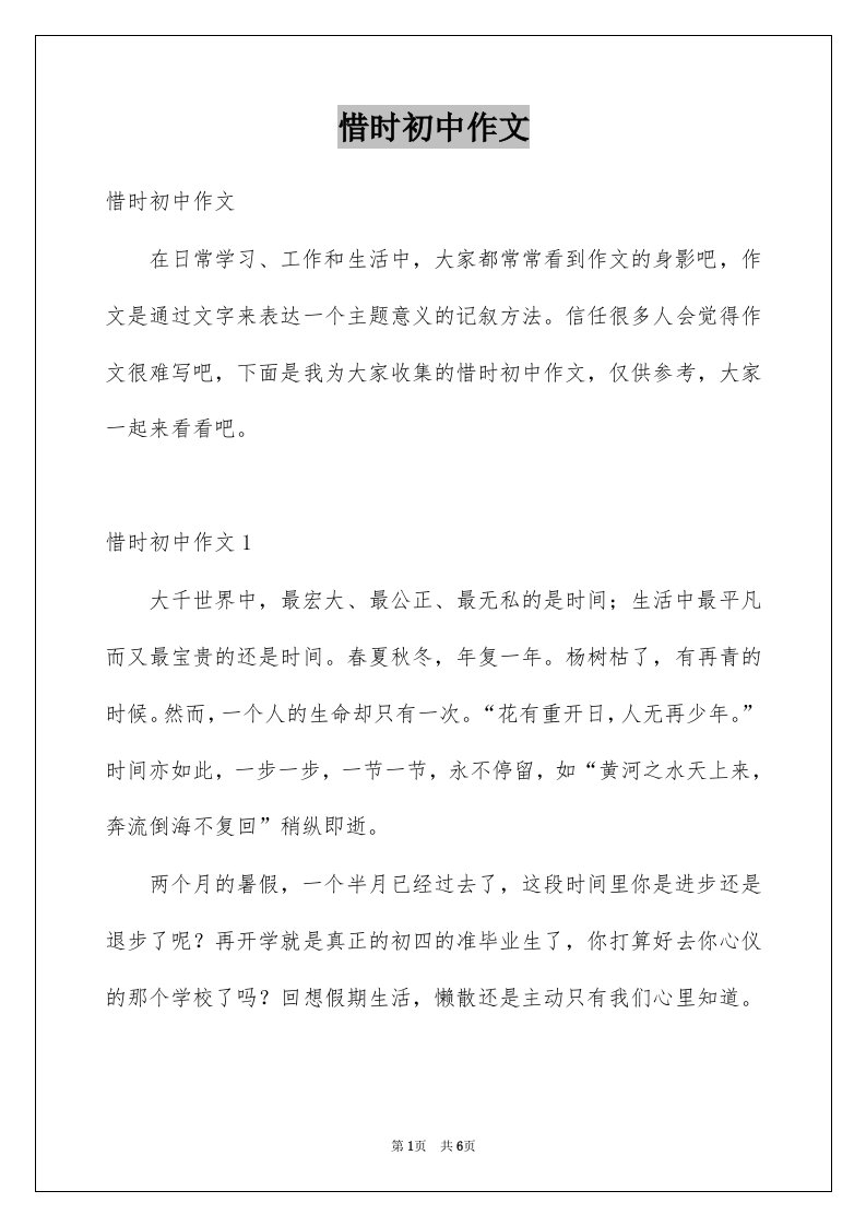 惜时初中作文