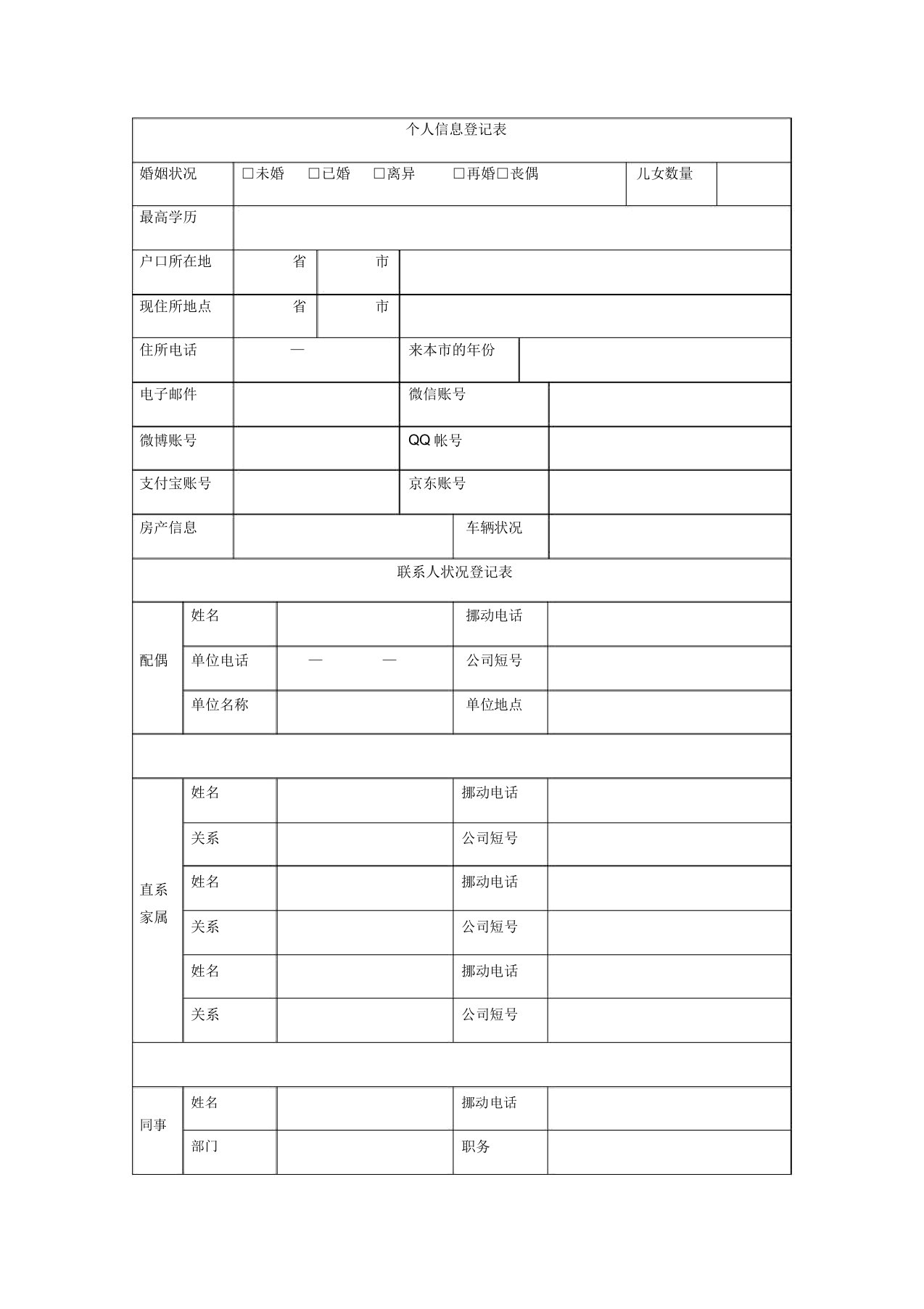 网贷个人信息登记表(1)