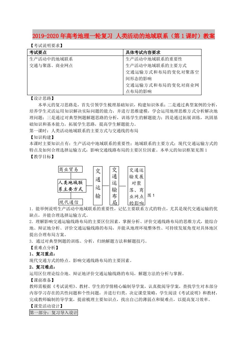 2019-2020年高考地理一轮复习