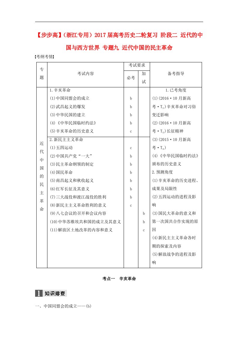 （浙江专用）高考历史二轮复习