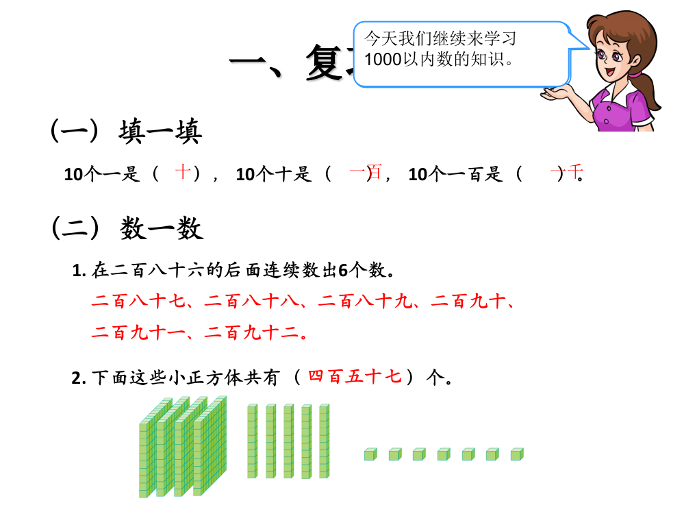 小学数学人教二年级千以内数的读写和组成