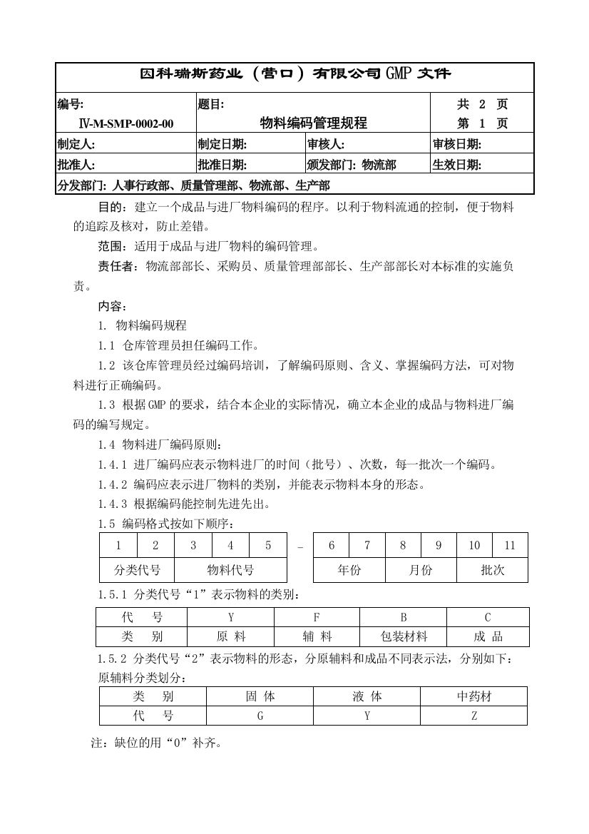 002物料编码管理规程