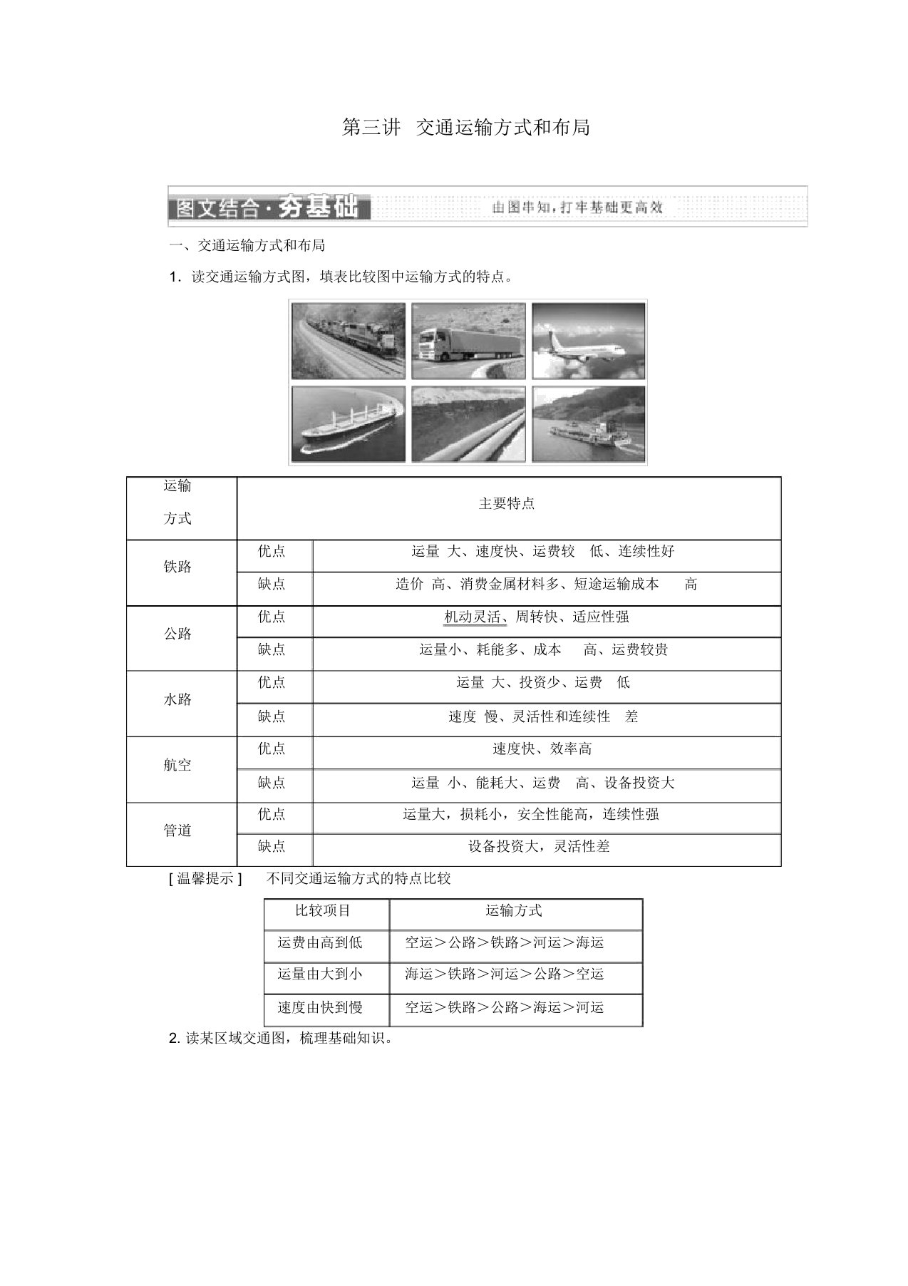 新高考地区专用2019高考地理第三章区域产业活动第三讲交通运输方式和布局讲义新人教必修2