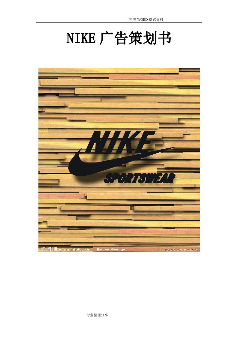 NIKE广告策划书模板