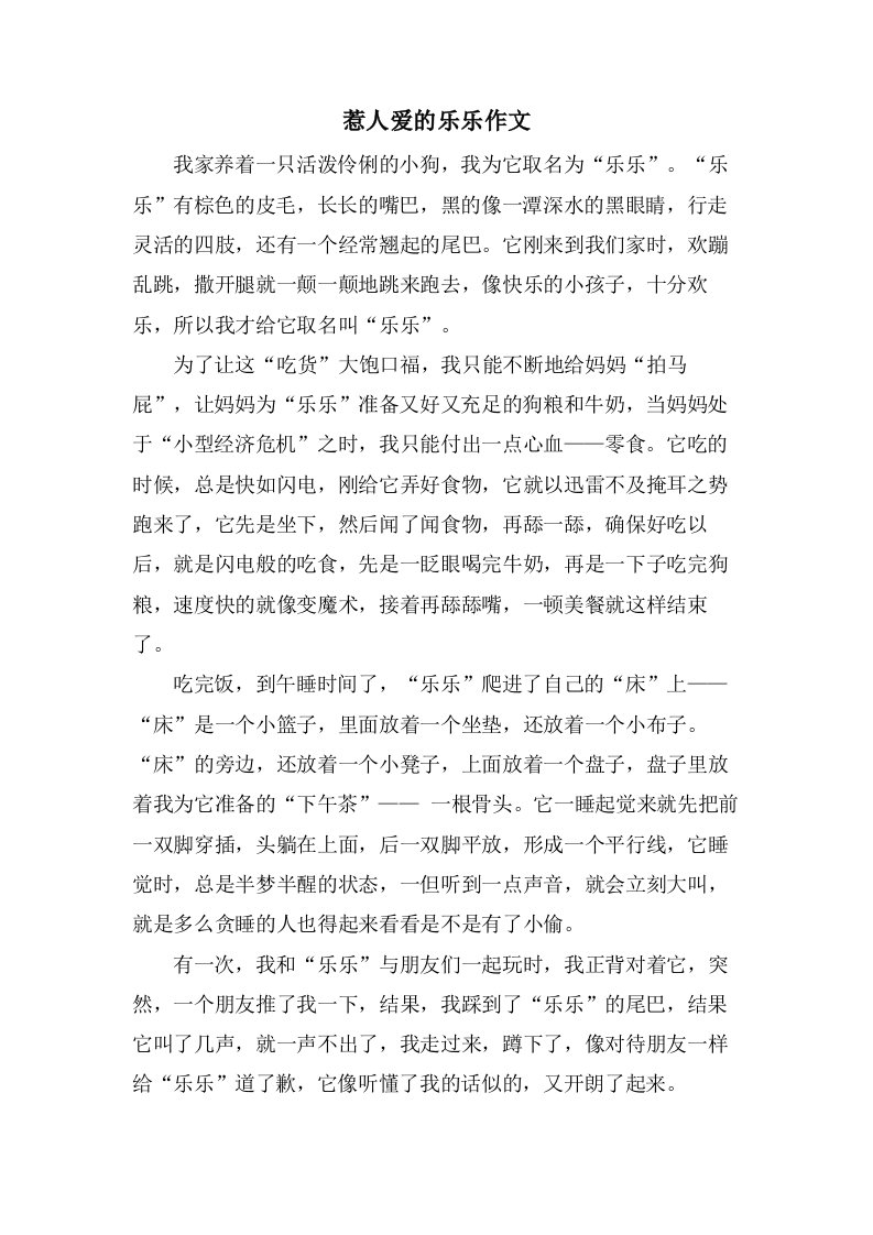 惹人爱的乐乐作文