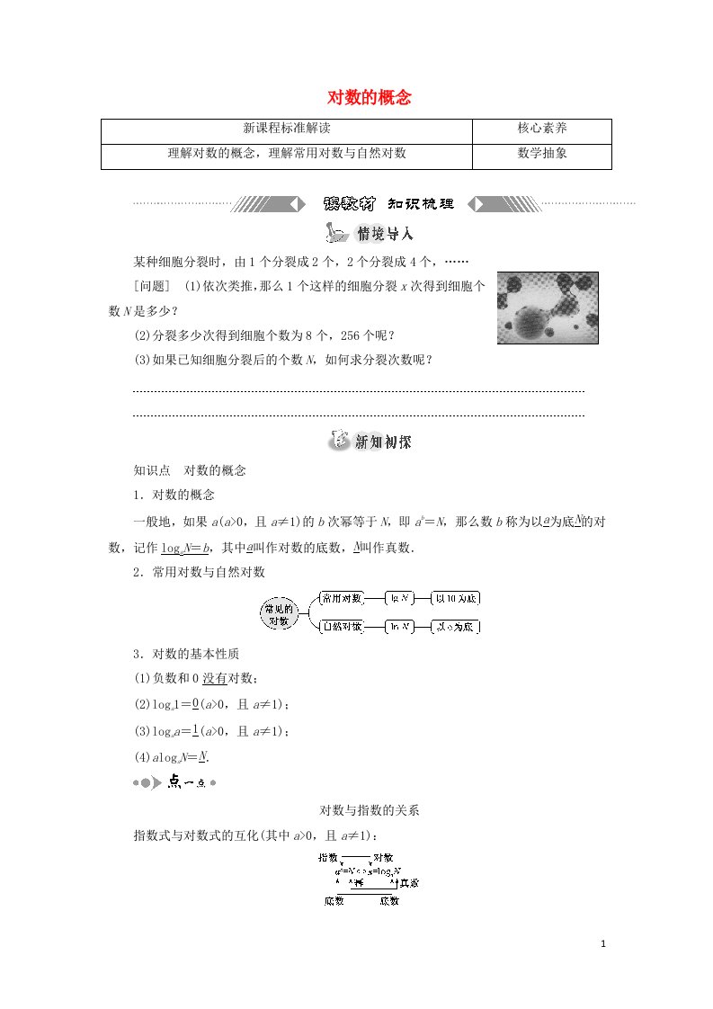 2021_2022学年新教材高中数学第四章对数运算与对数函数1对数的概念学案北师大版必修第一册