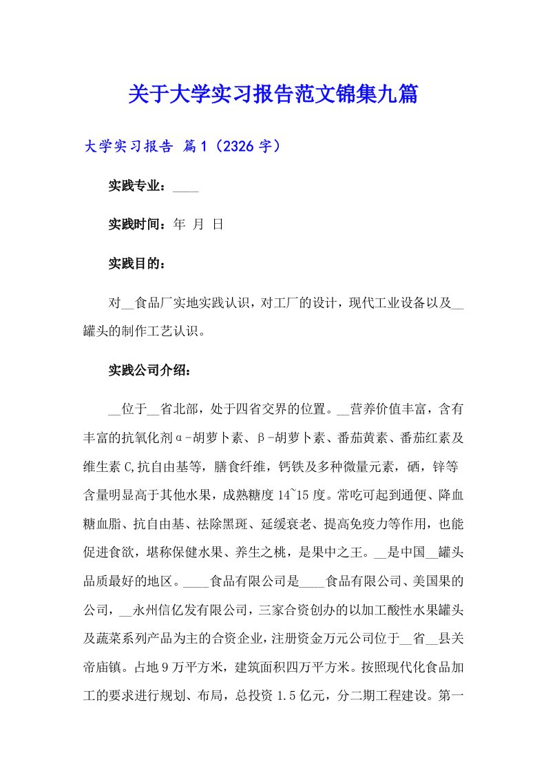 关于大学实习报告范文锦集九篇