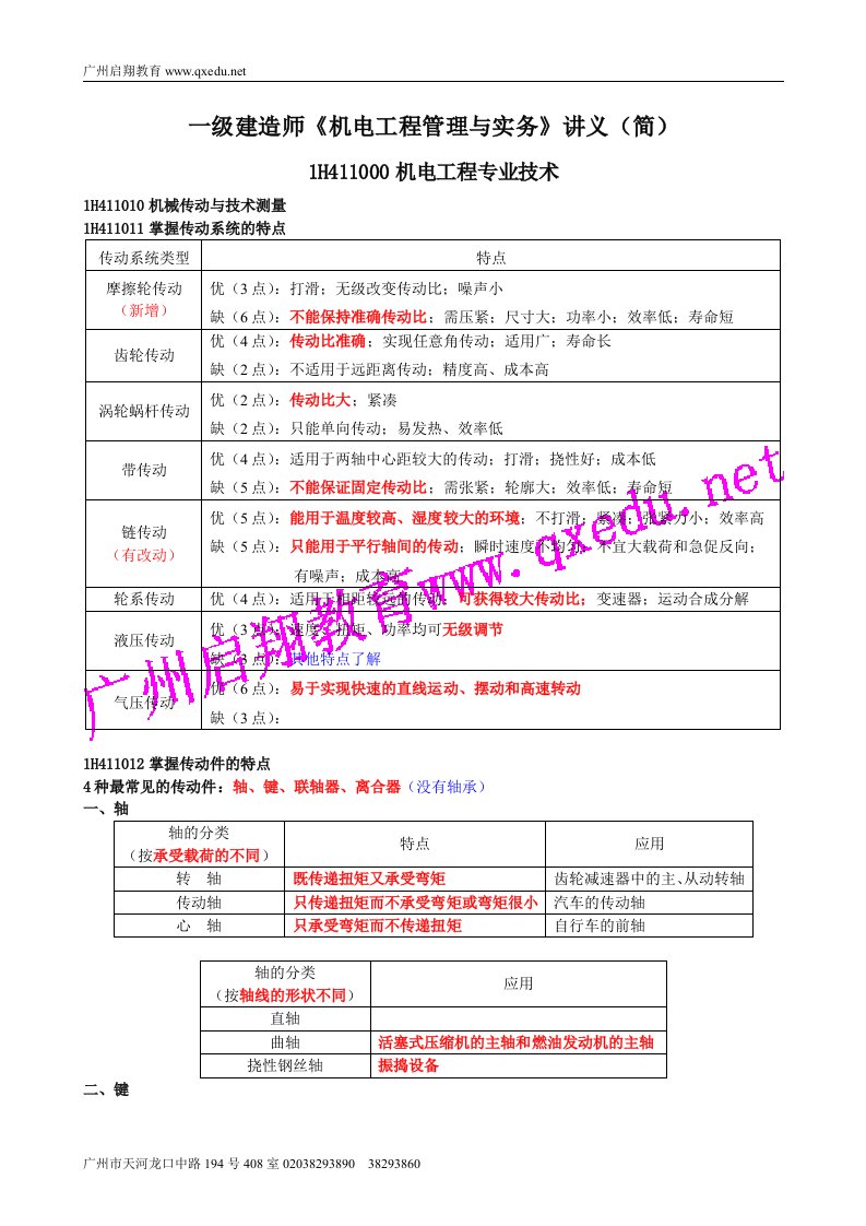 一级建造师机电工程管理与实务讲义(简)