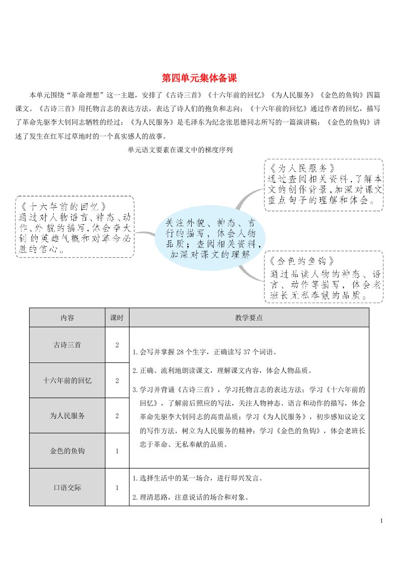 六年级语文下册第四单元10古诗三首教案新人教版