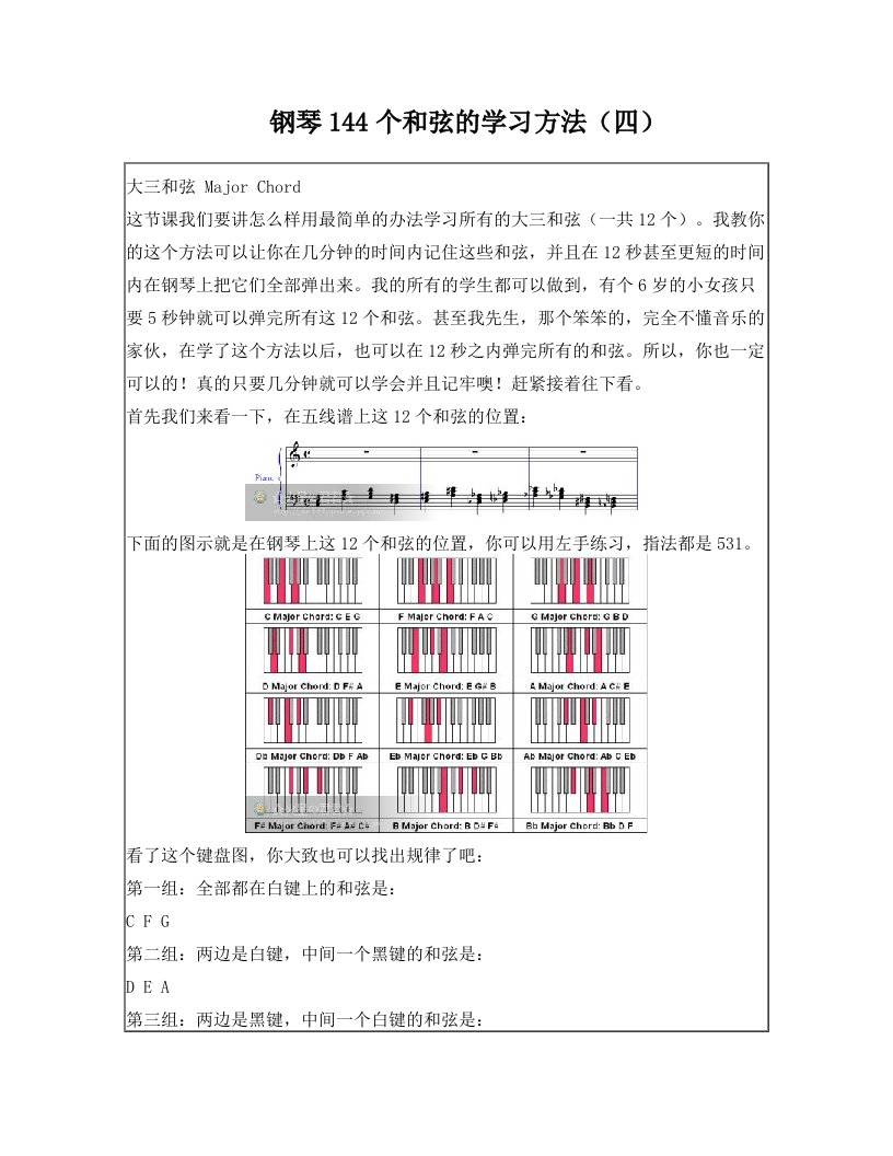 钢琴144个和弦的学习方法4