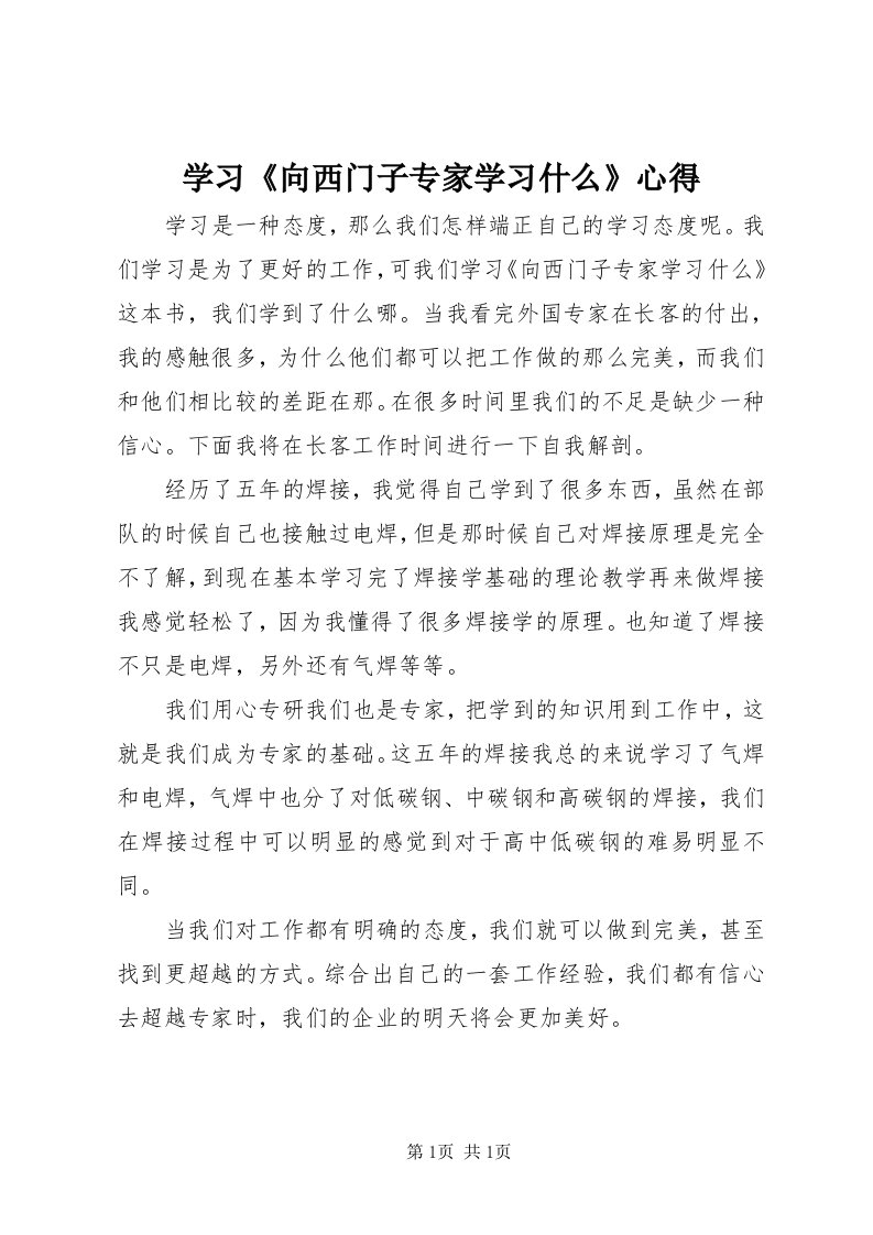 7学习《向西门子专家学习什么》心得