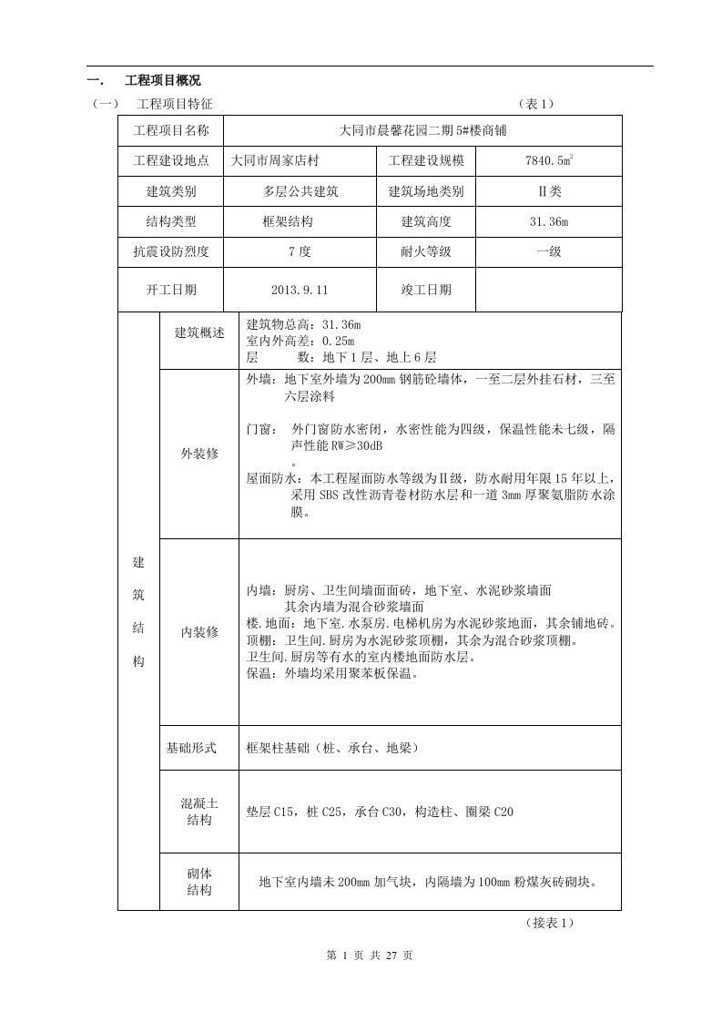 大同市晨馨花园二期5#楼商铺项目工程安全施工监理规划