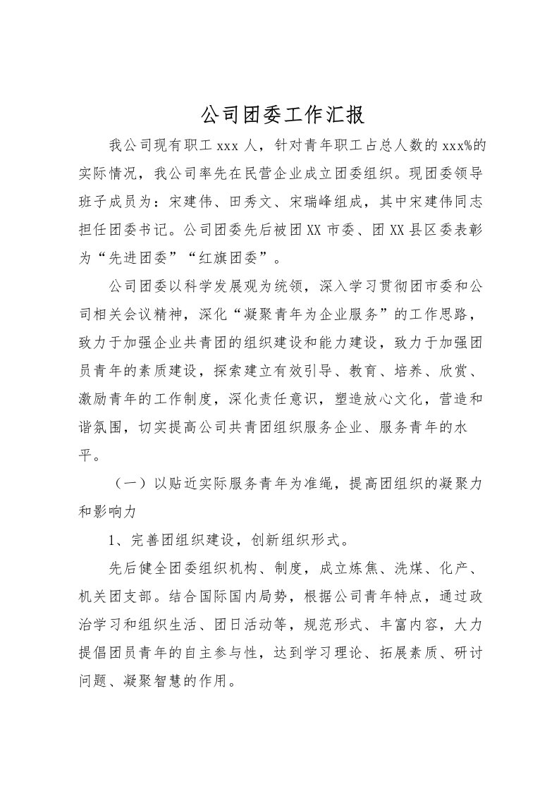 2022公司团委工作汇报