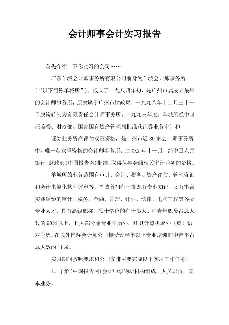 会计师事会计实习报告