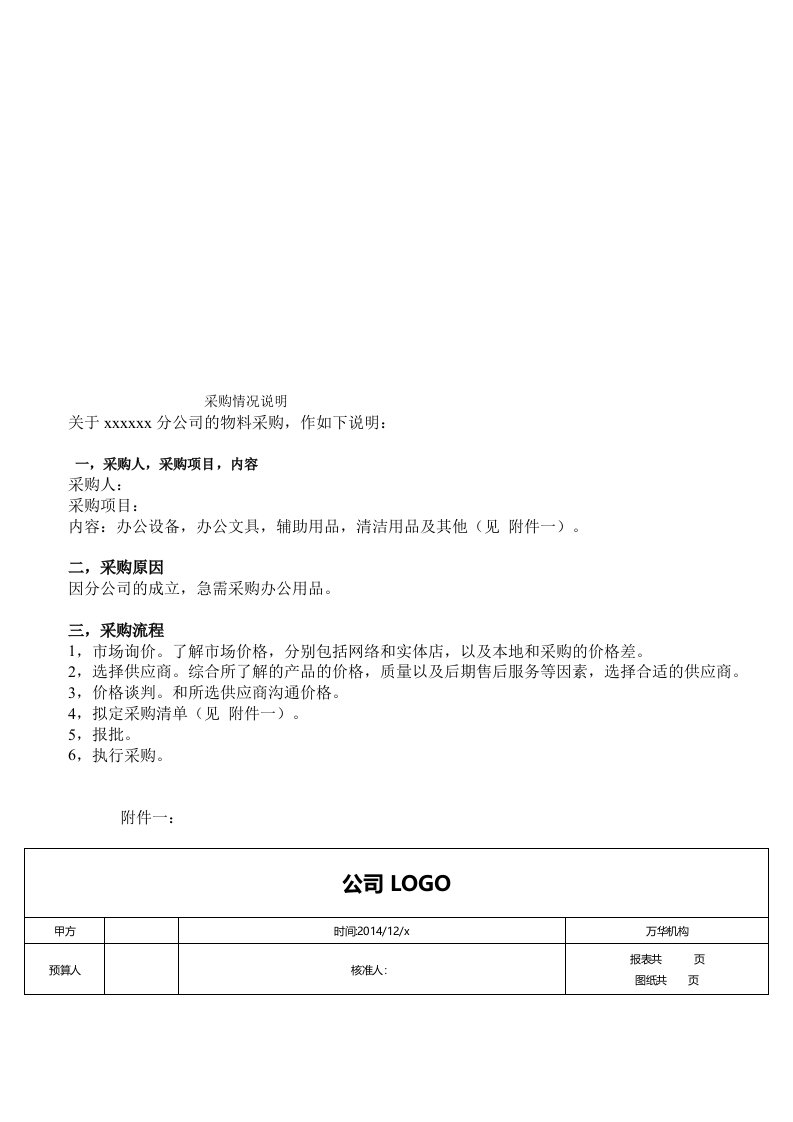 办公用品采购情况说明