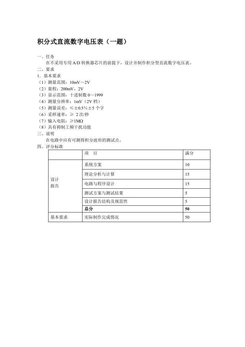 陇东学院第一届电子设计大赛试题草案