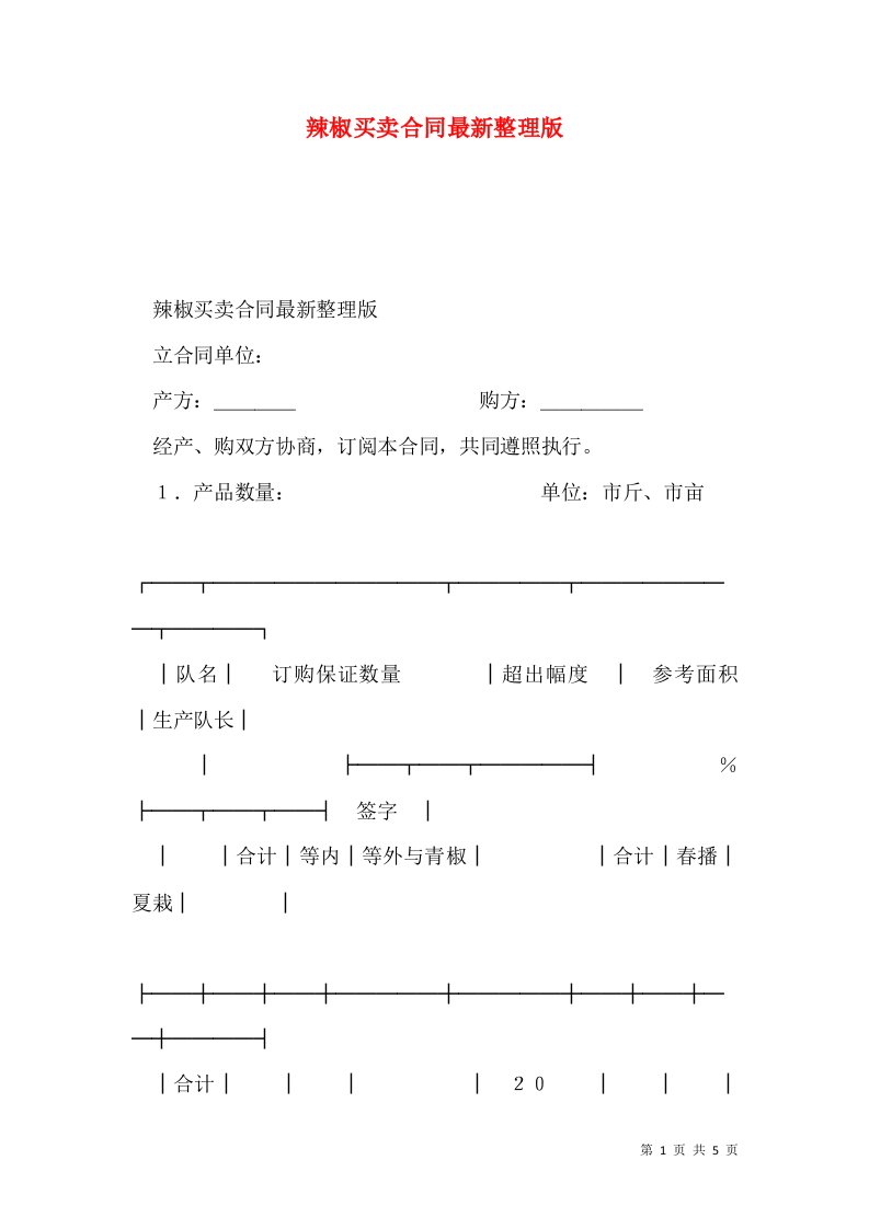 辣椒买卖合同最新整理版