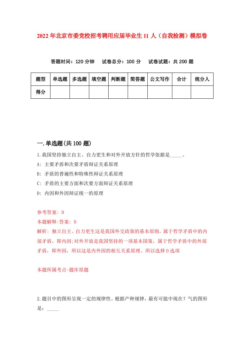 2022年北京市委党校招考聘用应届毕业生11人自我检测模拟卷9